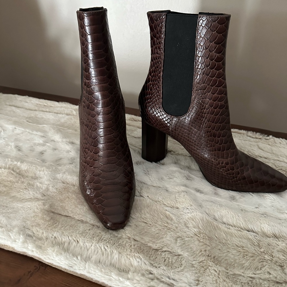 Donald J. Pliner Brown Snake Print Ankle Boots